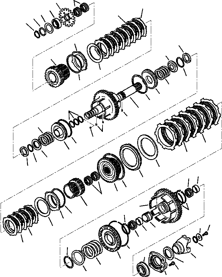 Komatsu parts book diagram for WB140PS-2N S/N A40034-UP: FIG. F3300-01A4 TRANSMISSION - 1ST, 3RD, AND 4TH GEAR CLUTCHES