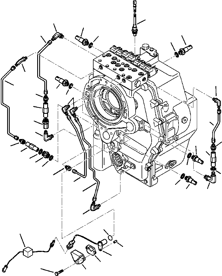 Komatsu parts book diagram for WB140PS-2N S/N A40034-UP: FIG. F3300-01A9 TRANSMISSION - TUBING AND SENSORS