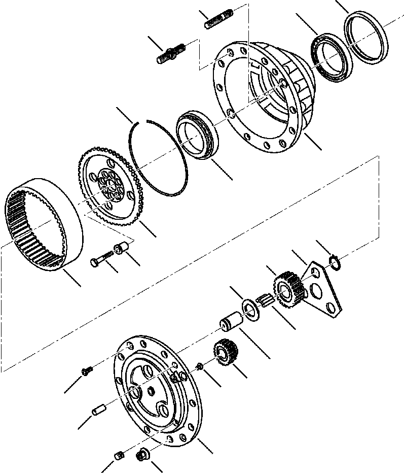 Komatsu parts book diagram for WB140PS-2N S/N A40034-UP: FIG. F3400-01A7 FRONT AXLE - WHEEL HUB AND PLANETARY