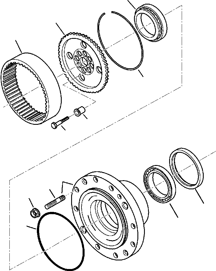 Komatsu parts book diagram for WB140PS-2N S/N A40034-UP: FIG. F3500-01A8 REAR AXLE - WHEEL HUB