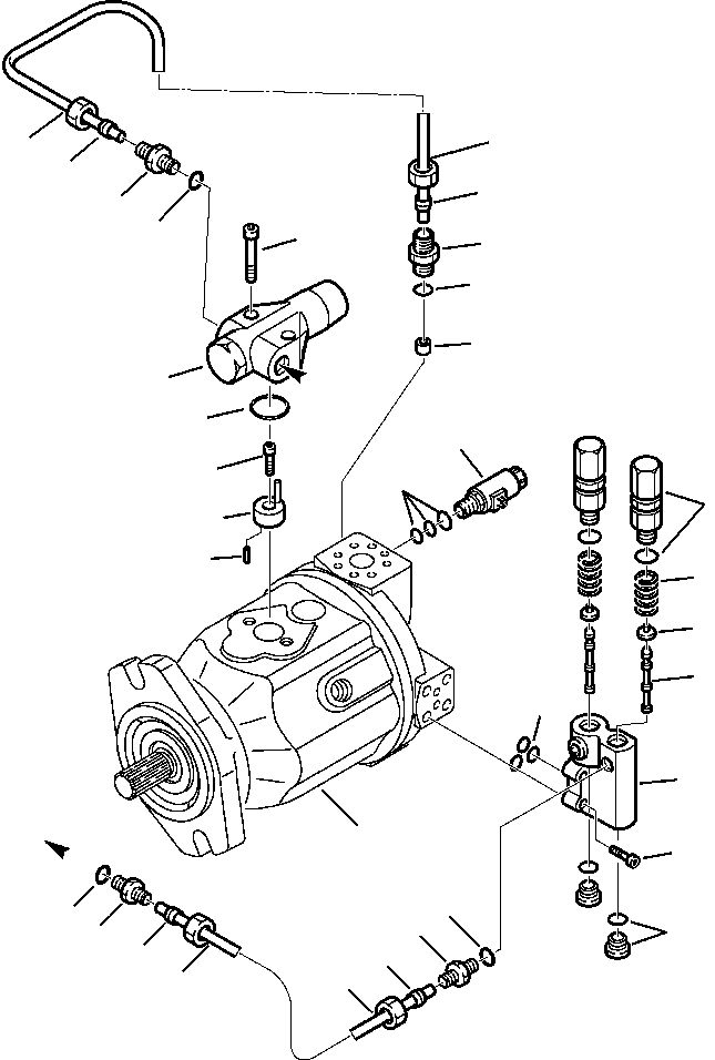 Komatsu parts book diagram for WB140PS-2N S/N A40034-UP: FIG. H6130-01A1 HYDRAULIC PUMP - VALVES AND PIPING