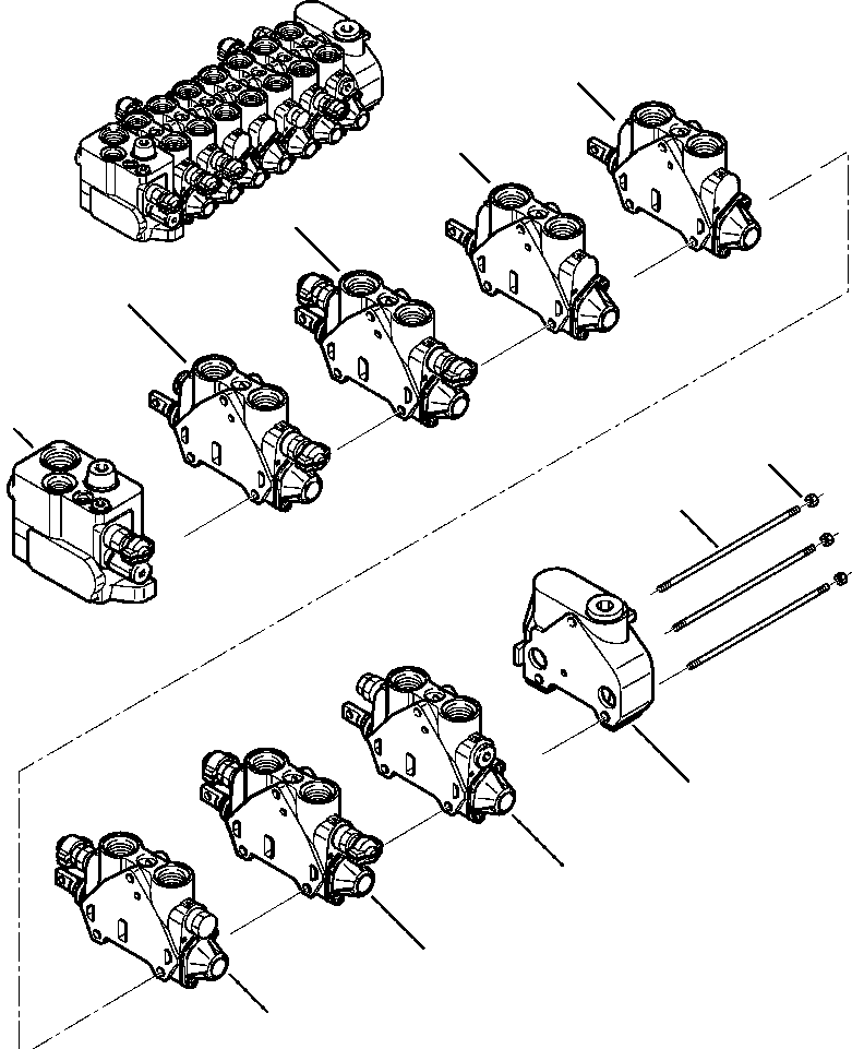 Komatsu parts book diagram for WB140PS-2N S/N A40034-UP: FIG. H6301-01A0 7 SECTION CONTROL VALVE - HYDRAULIC HAMMER