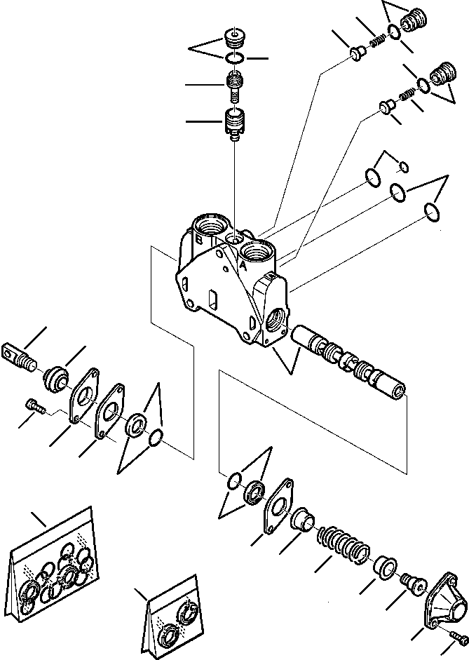 Komatsu parts book diagram for WB140PS-2N S/N A40034-UP: FIG. H6305-01A3 BACKHOE VALVE - OUTRIGGER SECTION