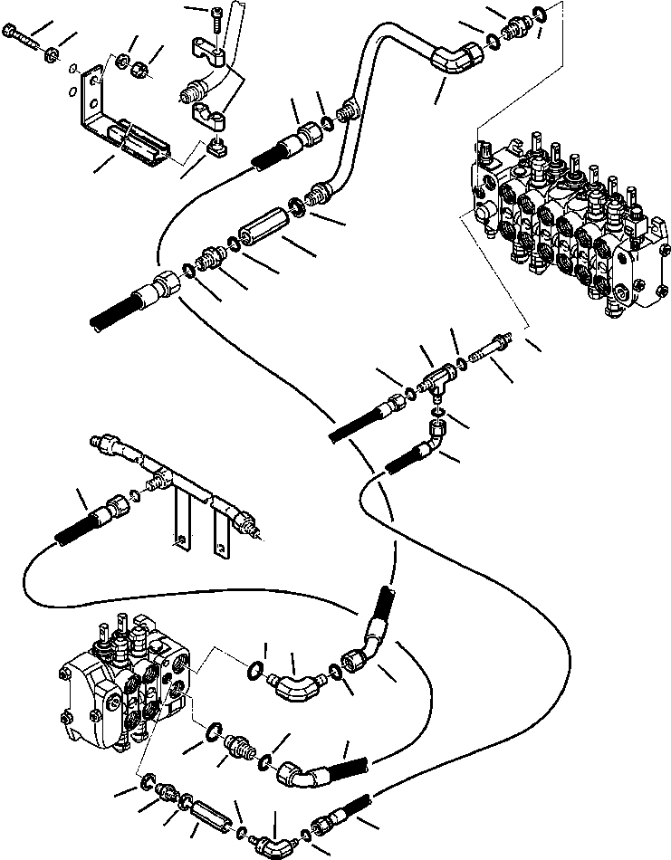 Komatsu parts book diagram for WB140PS-2N S/N A40034-UP: FIG. H6500-01A3 HYDRAULIC PIPING - LOADER TO BACKHOE VALVE