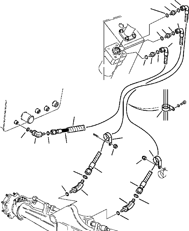 Komatsu parts book diagram for WB140PS-2N S/N A40034-UP: FIG. H6500-01A6 HYDRAULIC PIPING - STEERING LINES