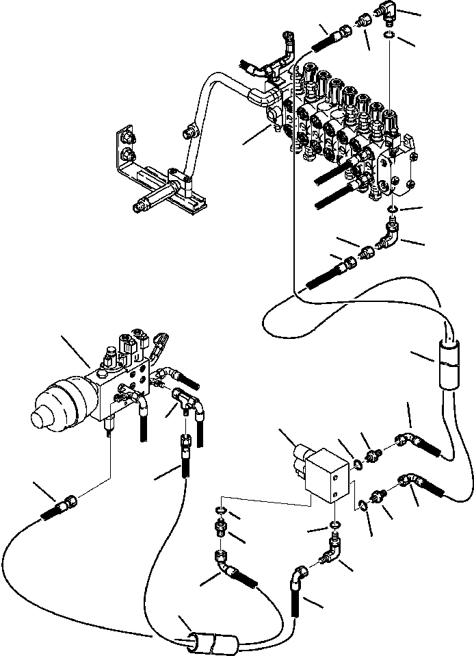 Komatsu parts book diagram for WB140PS-2N S/N A40034-UP: FIG. H6566-P2A8 PPC SYSTEM - PIPING - SUPPLY VALVE TO TELESCOPIC ARM SECTION