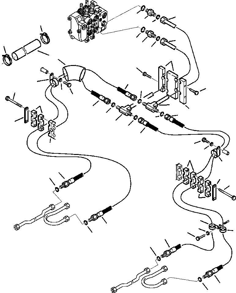 Komatsu parts book diagram for WB140PS-2N S/N A40034-UP: FIG. H6600-01A0 LOADER PIPING - CONTROL VALVE TO BOOM CYLINDERS