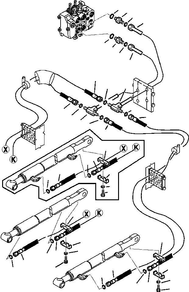 Komatsu parts book diagram for WB140PS-2N S/N A40034-UP: FIG. H6600-01A5 LOADER PIPING - CONTROL VALVE TO BUCKET CYLINDER