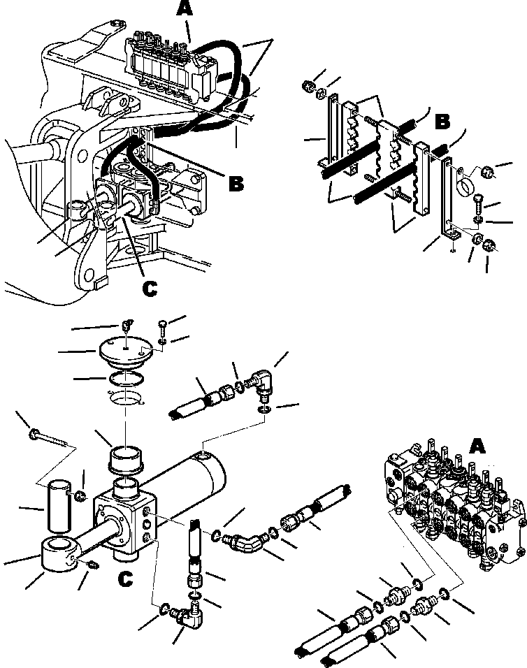 Komatsu parts book diagram for WB140PS-2N S/N A40034-UP: FIG. H6700-01A0 BACKHOE PIPING - SWING CYLINDER LINES