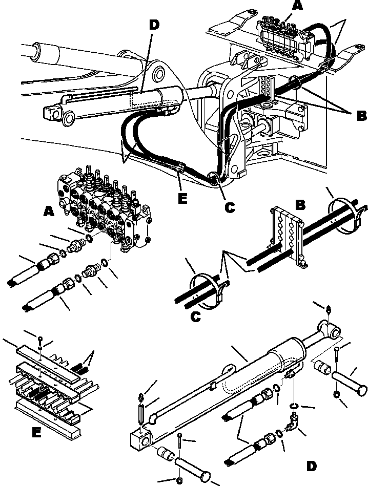 Komatsu parts book diagram for WB140PS-2N S/N A40034-UP: FIG. H6700-01A1 BACKHOE PIPING - BOOM CYLINDER LINES