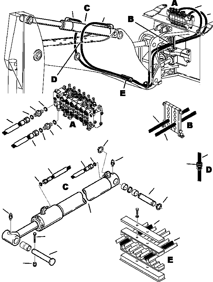 Komatsu parts book diagram for WB140PS-2N S/N A40034-UP: FIG. H6700-01A3 BACKHOE PIPING - ARM CYLINDER LINES