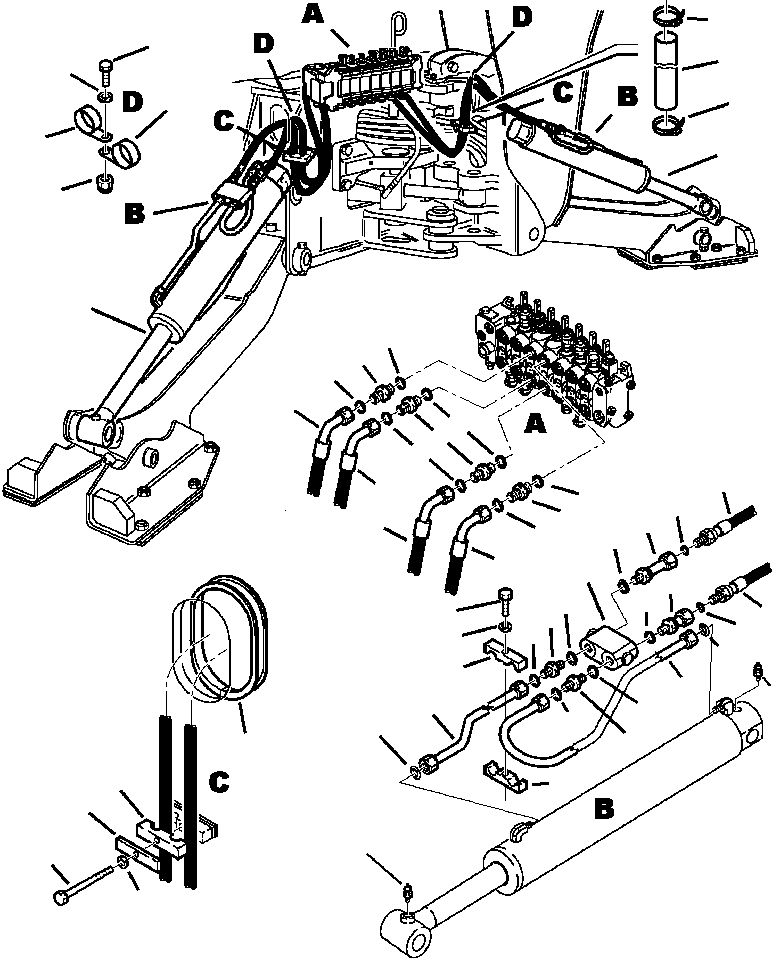 Komatsu parts book diagram for WB140PS-2N S/N A40034-UP: FIG. H6700-01A6 BACKHOE PIPING - OUTRIGGER CYLINDER LINES