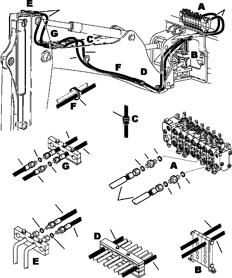 Komatsu parts book diagram for WB140PS-2N S/N A40034-UP: FIG. H6800-01A0 TELESCOPIC ARM PIPING - CYLINDER LINES