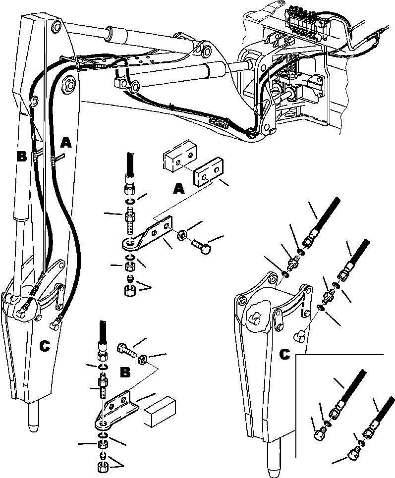 Komatsu parts book diagram for WB140PS-2N S/N A40034-UP: FIG. H6900-01A5 HAMMER PIPING - ARM TO HAMMER