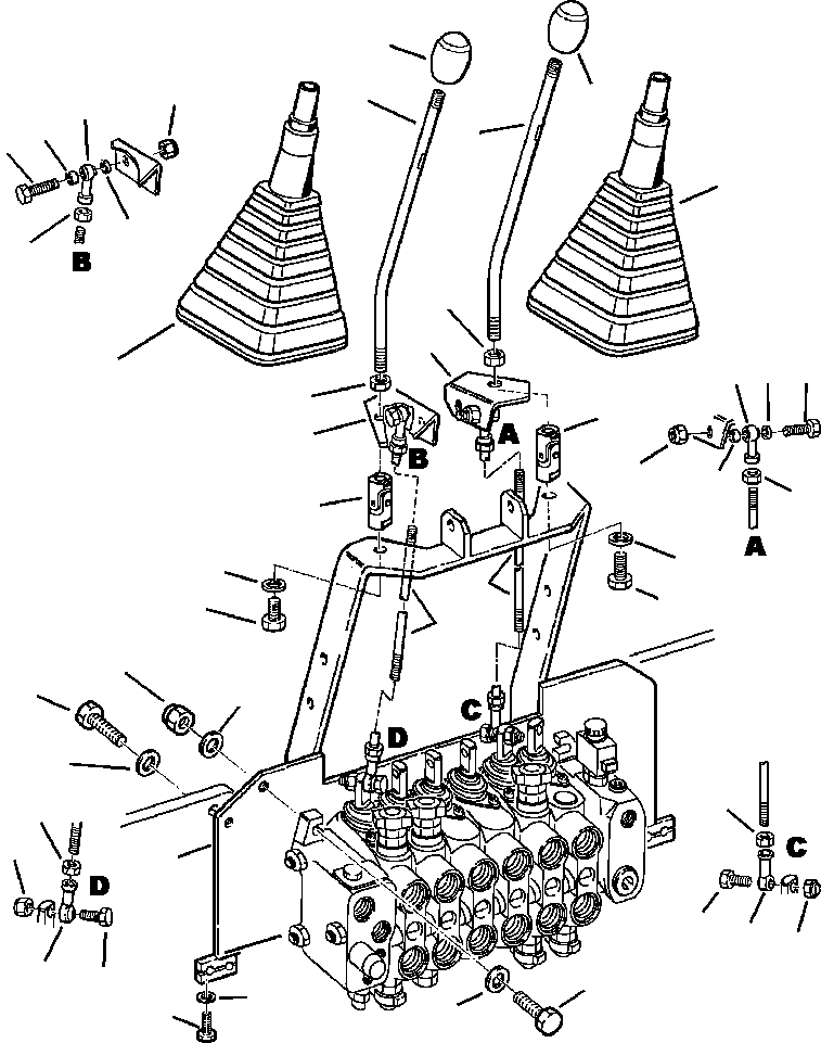 Komatsu parts book diagram for WB140PS-2N S/N A40034-UP: FIG. K4400-01A0 BACKHOE CONTROL LEVERS - EXCAVATOR STYLE