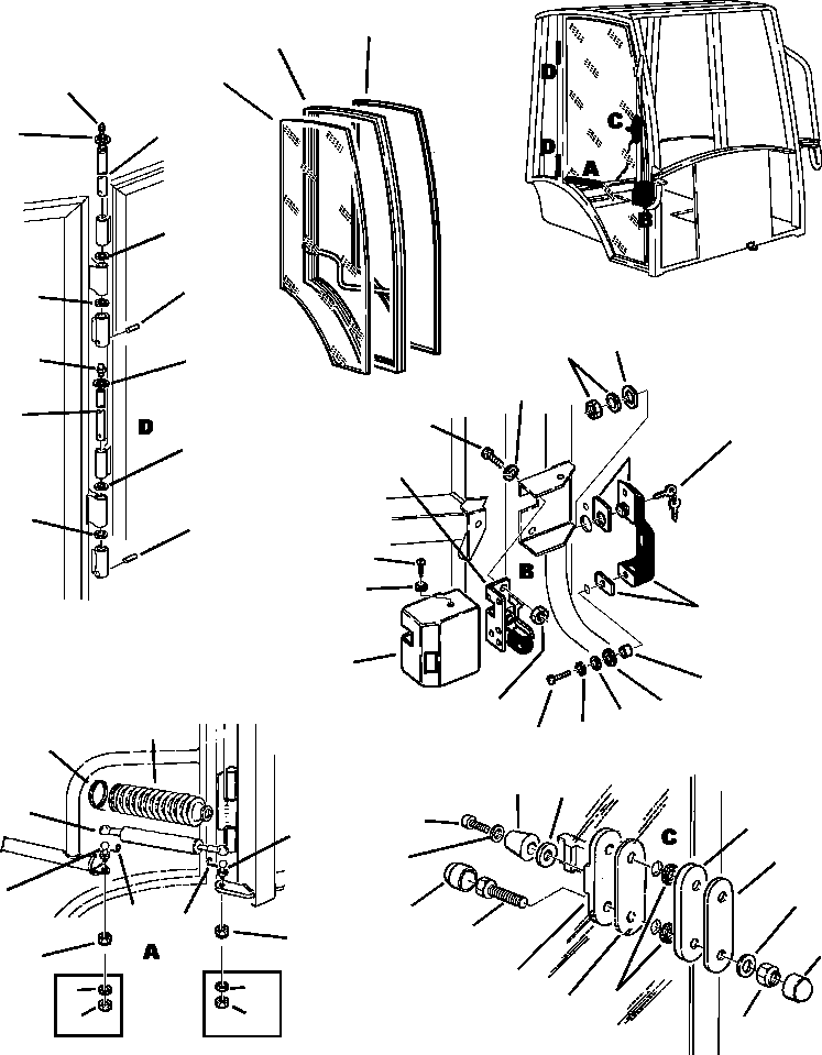 Komatsu parts book diagram for WB140PS-2N S/N A40034-UP: FIG. K5201-01A0 CAB - RIGHT DOOR