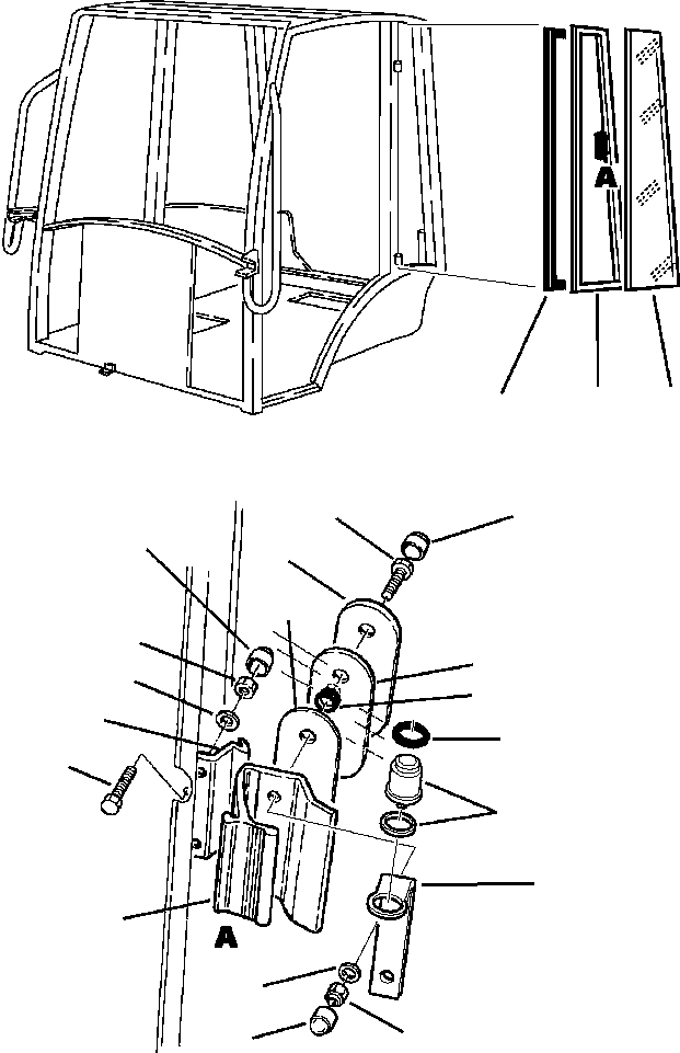 Komatsu parts book diagram for WB140PS-2N S/N A40034-UP: FIG. K5202-01A2 CAB - LEFT WINDOW