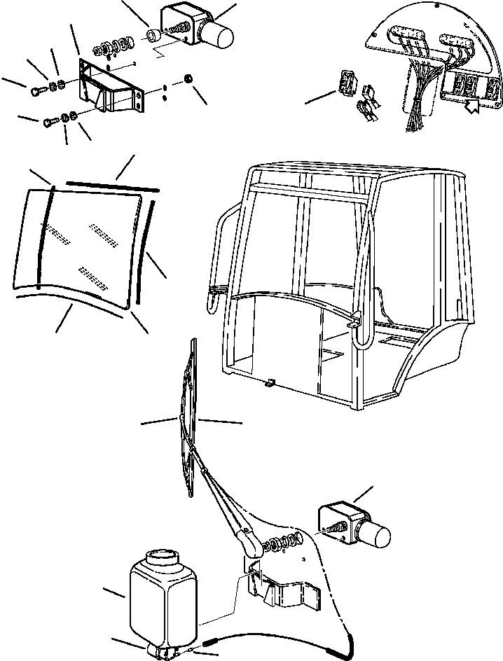 Komatsu parts book diagram for WB140PS-2N S/N A40034-UP: FIG. K5350-01A0 CANOPY - FRONT WINDSHIELD
