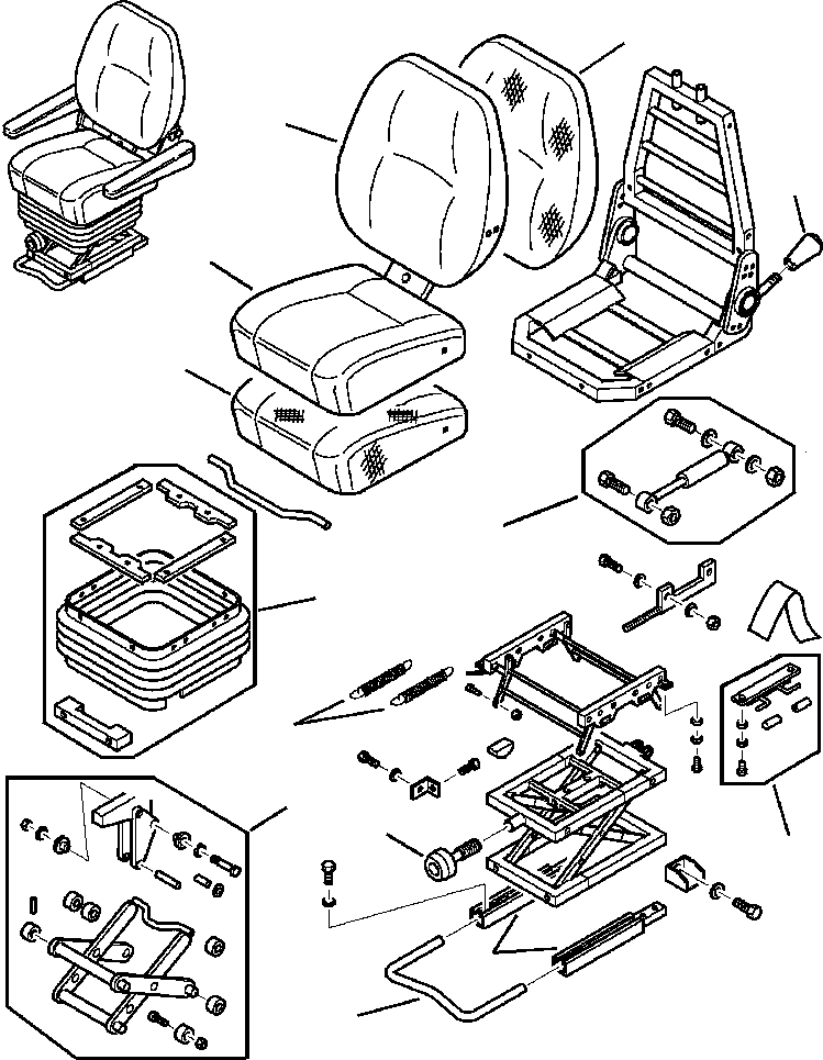 Komatsu parts book diagram for WB140PS-2N S/N A40034-UP: FIG. K5500-01A1 CAB OPERATORS SEAT - SEAT ASSEMBLY