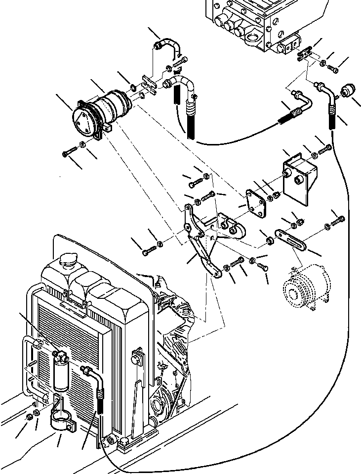 Komatsu parts book diagram for WB140PS-2N S/N A40034-UP: FIG. K5700-01A4 AIR CONDITIONER - COMPRESSOR PIPING