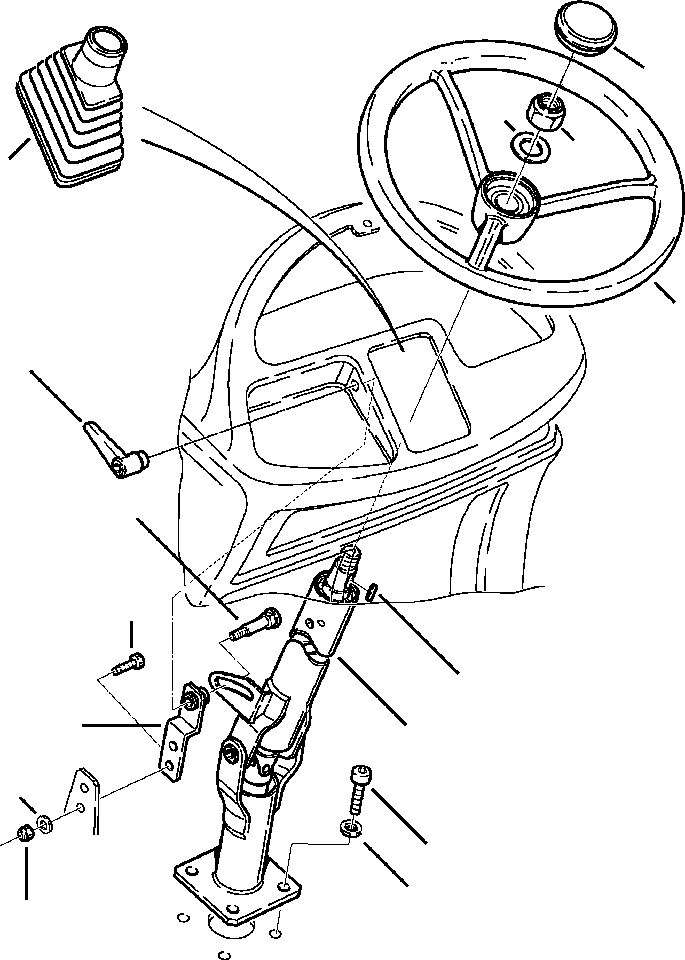 Komatsu parts book diagram for WB140PS-2N S/N A40034-UP: FIG. K6000-01A0 CAB STEERING WHEEL AND COLUMN