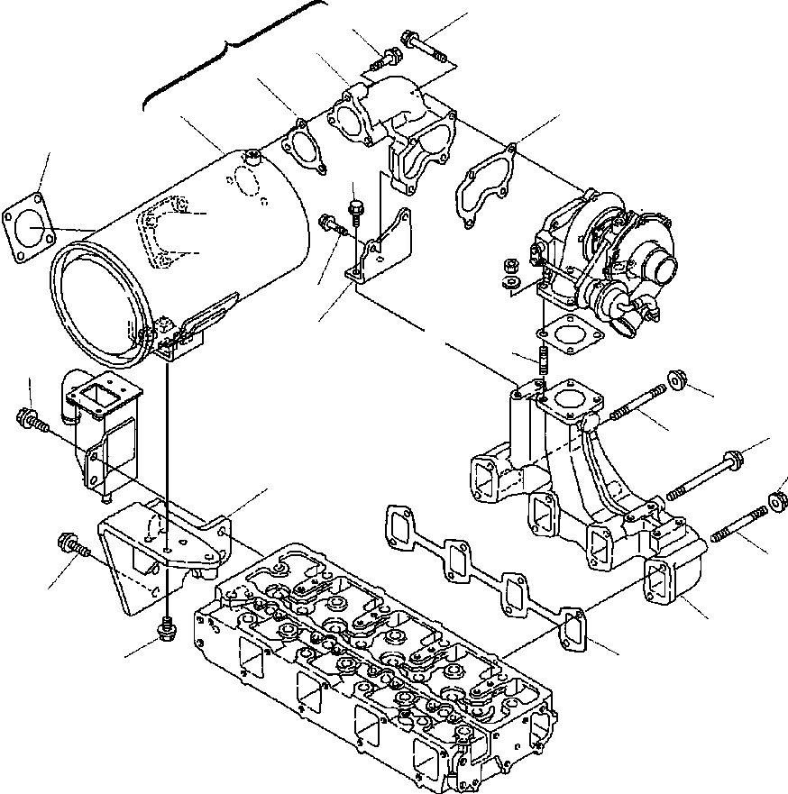 Backhoeloaders Komatsu / WB150PS-2N S/N A70001-A70009(WB150P2N) / FIG. A0126-02A0 EXHAUST MANIFOLD AND MUFFLER(A-006 : A0126-02A0)