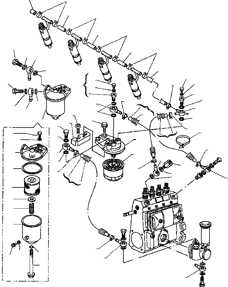 Backhoeloaders Komatsu / WB150PS-2N S/N A70001-A70009(WB150P2N) / FIG. A0401-02A0 FUEL LINE(A-026 : A0401-02A0)