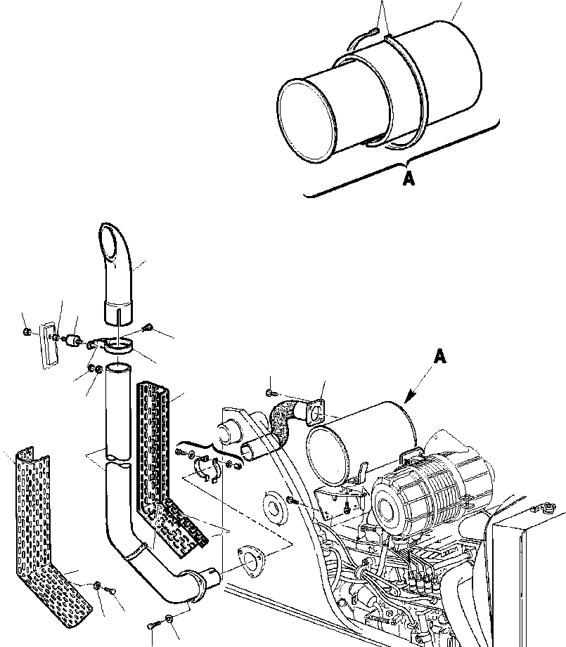 Backhoeloaders Komatsu / WB150PS-2N S/N A70001-A70009(WB150P2N) / FIG. B1120-02A0 MUFFLER(B-010 : B1120-02A0)