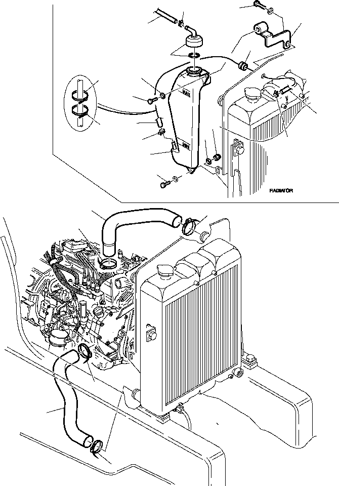 Backhoeloaders Komatsu / WB150PS-2N S/N A70001-A70009(WB150P2N) / FIG. C1220-02A0 RADIATOR EXPANSION TANK(C-004 : C1220-02A0)