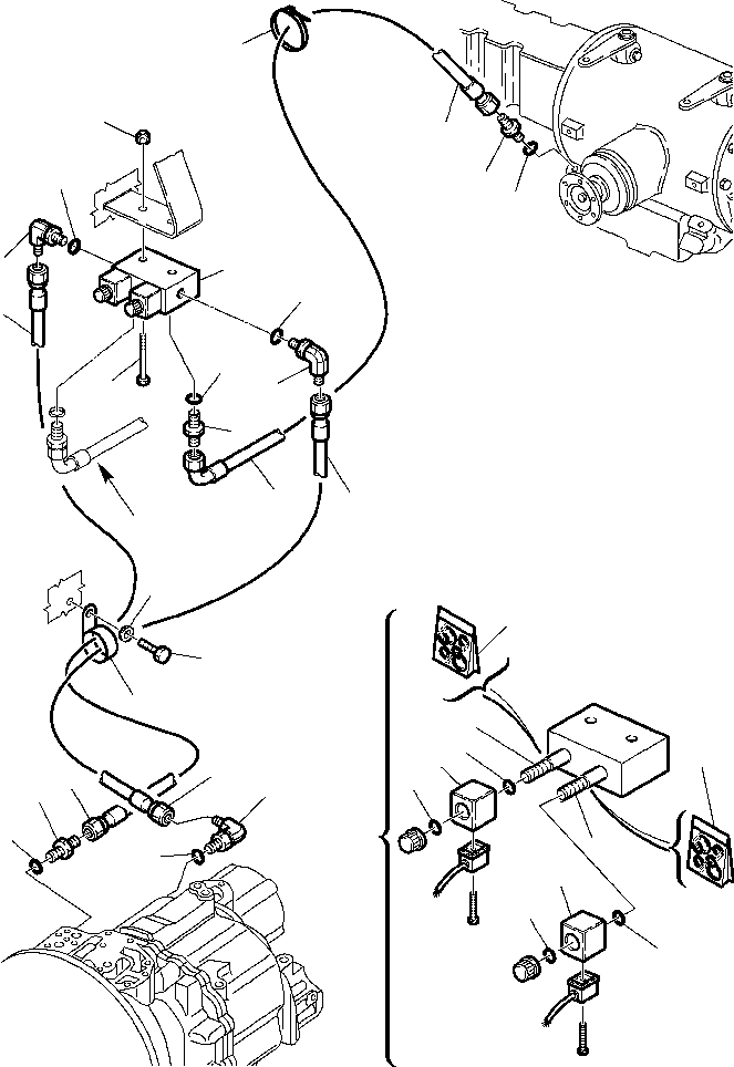 Backhoeloaders Komatsu / WB150PS-2N S/N A70001-A70009(WB150P2N) / FIG. H3520-01A0 HYDRAULIC PIPING - REAR AXLE LOCKING CONTROL(H-004 : H3520-01A0)