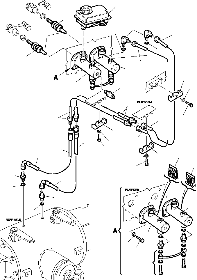 Backhoeloaders Komatsu / WB150PS-2N S/N A70001-A70009(WB150P2N) / FIG. H3800-01A0 HYDRAULIC PIPING - BRAKE LINE(H-006 : H3800-01A0)