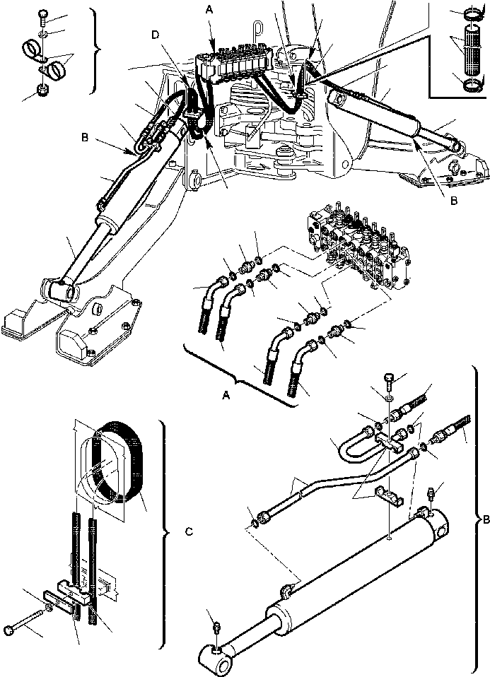 Backhoeloaders Komatsu / WB150PS-2N S/N A70001-A70009(WB150P2N) / FIG. H6780-01A0 HYDRAULIC PIPING - OUTRIGGER CYLINDER LINE(H-122 : H6780-01A0)