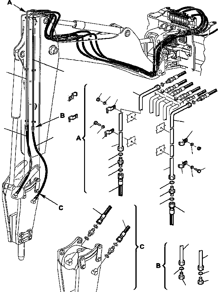 Backhoeloaders Komatsu / WB150PS-2N S/N A70001-A70009(WB150P2N) / FIG. H6870-02A0 HYDRAULIC PIPING - HAMMER LINE - ARM TO HAMMER(H-140 : H6870-02A0)