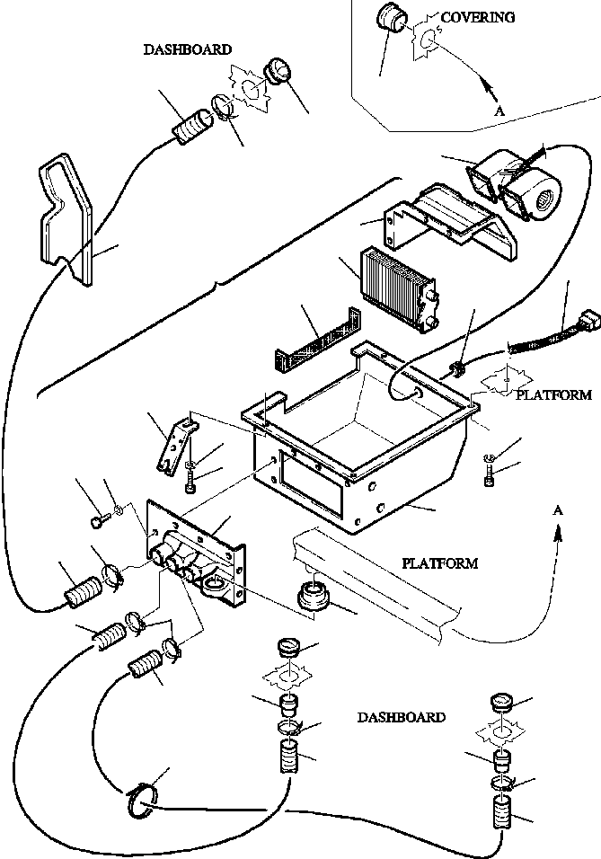 Backhoeloaders Komatsu / WB150PS-2N S/N A70001-A70009(WB150P2N) / FIG. K5800-01A0 HEATING ASSEMBLY(K-080 : K5800-01A0)