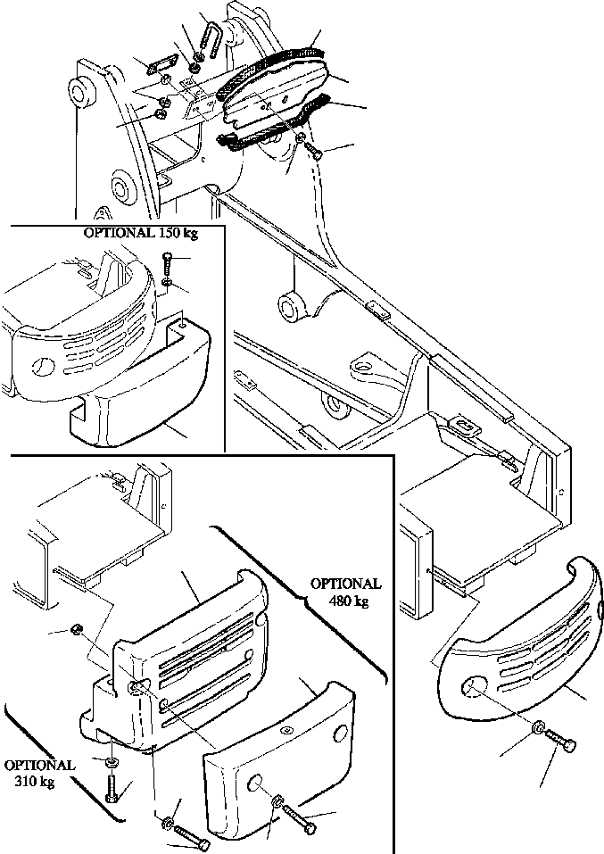 Backhoeloaders Komatsu / WB150PS-2N S/N A70001-A70009(WB150P2N) / FIG. M5010-01A0 COUNTERWEIGHT(M-004 : M5010-01A0)