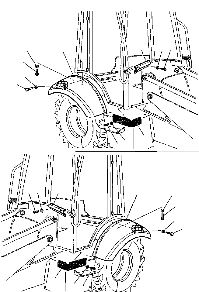 Backhoeloaders Komatsu / WB150PS-2N S/N A70001-A70009(WB150P2N) / FIG. M5020-01A0 REAR FENDER(M-008 : M5020-01A0)