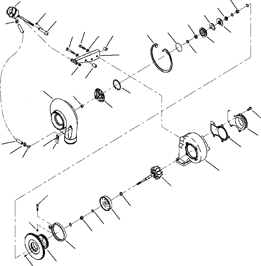 Komatsu parts book diagram for WB156-5 BACKHOE LOADER S/N A63001-UP: A1203-A1A7 TURBOCHARGER