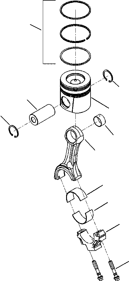 Komatsu parts book diagram for WB156-5 BACKHOE LOADER S/N A63001-UP: A2126-A1A5 CONNECTING ROD AND PISTON