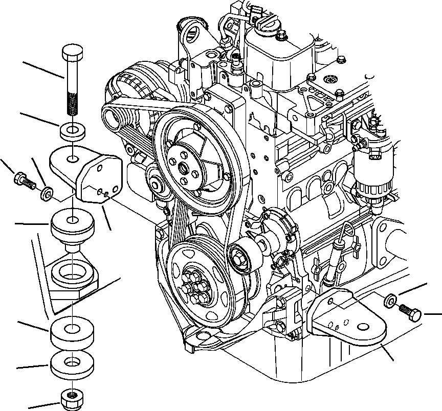 Komatsu parts book diagram for WB156-5 BACKHOE LOADER S/N A63001-UP: B1000-01A0 ENGINE MOUNTING