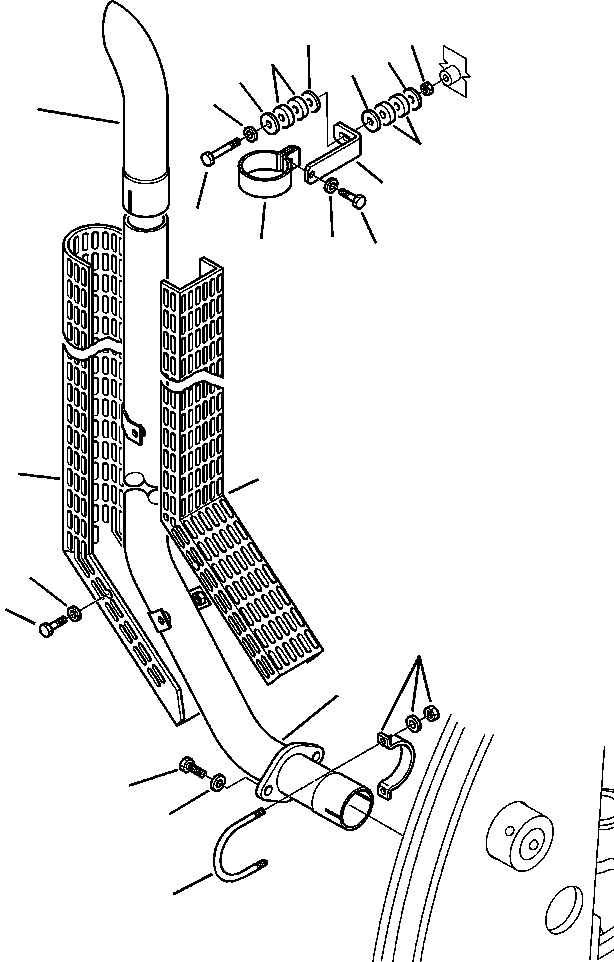 Komatsu parts book diagram for WB156-5 BACKHOE LOADER S/N A63001-UP: B1160-01A0 EXHAUST PIPE