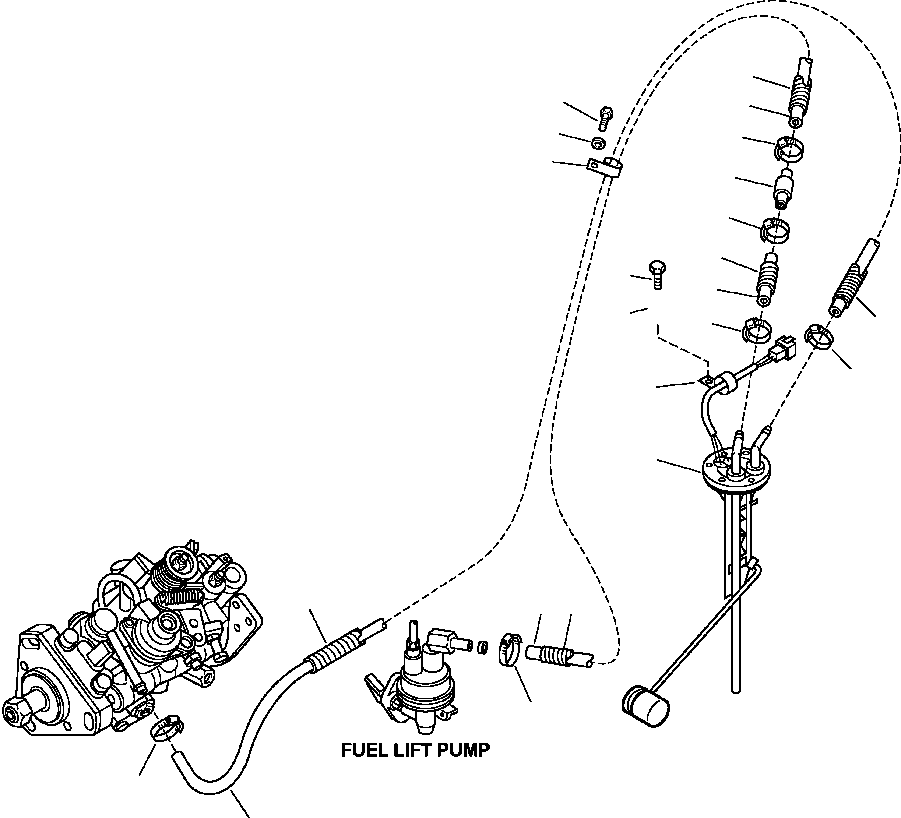 Komatsu parts book diagram for WB156-5 BACKHOE LOADER S/N A63001-UP: D1310-01A0 FUEL PIPING