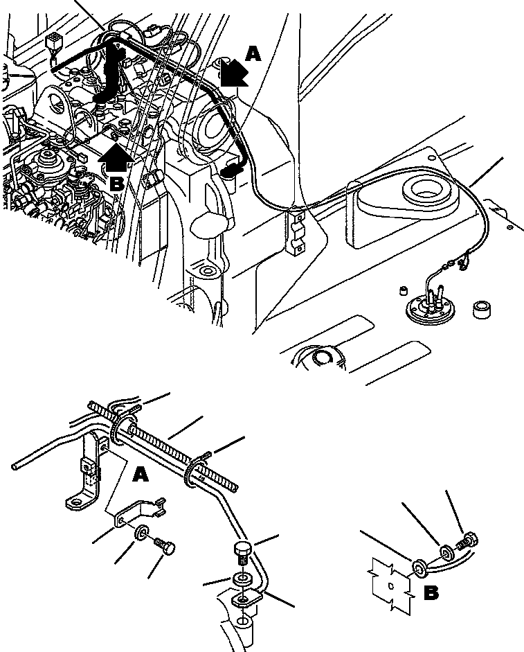 Komatsu parts book diagram for WB156-5 BACKHOE LOADER S/N A63001-UP: E1460-01A0 ELECTRICAL WIRING TRANSMISSION