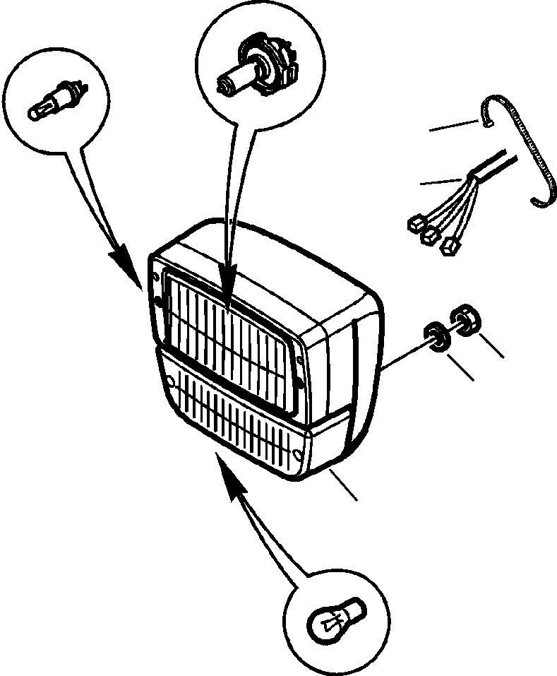 Komatsu parts book diagram for WB156-5 BACKHOE LOADER S/N A63001-UP: E1490-01A0 LIGHTS HI/LO BEAMS