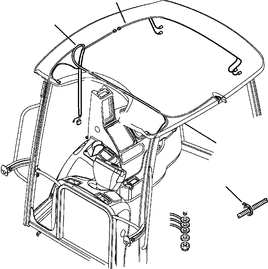 Komatsu parts book diagram for WB156-5 BACKHOE LOADER S/N A63001-UP: E1600-01A0 ELECTRICAL WIRING CANOPY ROOF WIRING HARNESS (1/6)