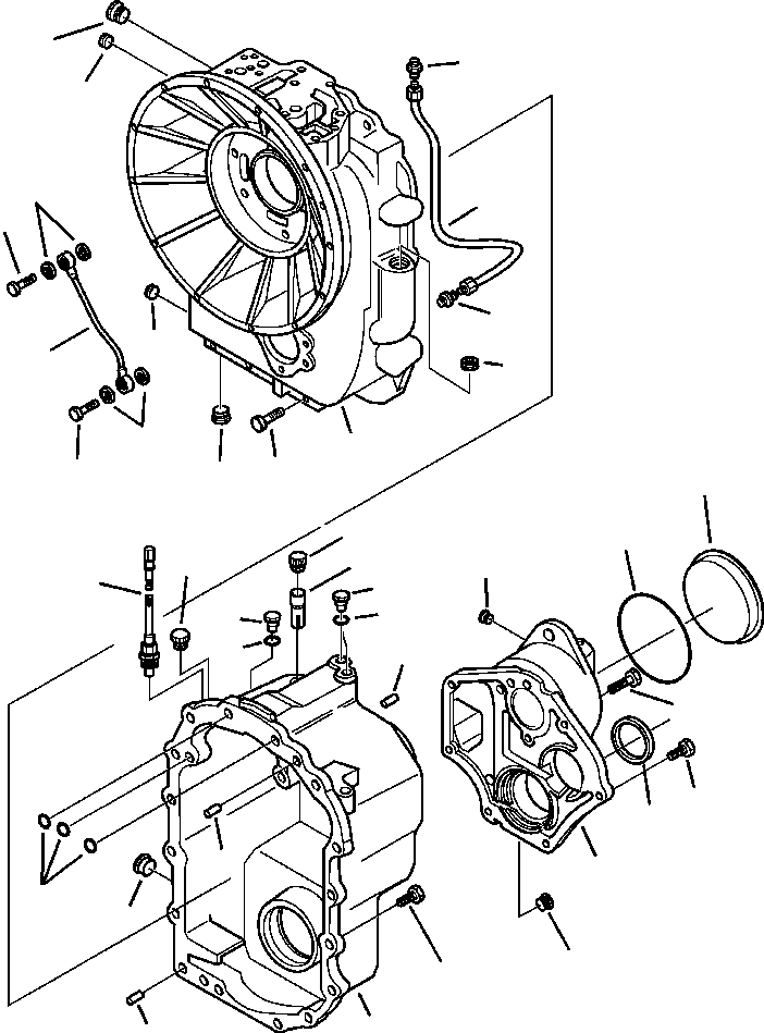 Komatsu parts book diagram for WB156-5 BACKHOE LOADER S/N A63001-UP: F3203-01A0 TRANSMISSION TUBING AT HOUSINGS (3/11) S/N  A63001-A63074