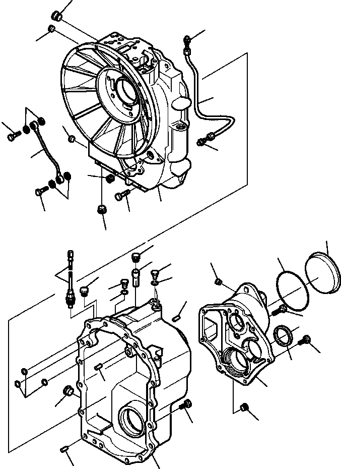 Komatsu parts book diagram for WB156-5 BACKHOE LOADER S/N A63001-UP: F3223-01A0 TRANSMISSION TUBING AT HOUSINGS (3/11) S/N  A63075-