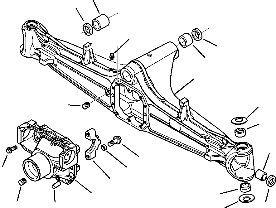 Komatsu parts book diagram for WB156-5 BACKHOE LOADER S/N A63001-UP: F3301-01A0 FRONT AXLE HOUSINGS (2/9)