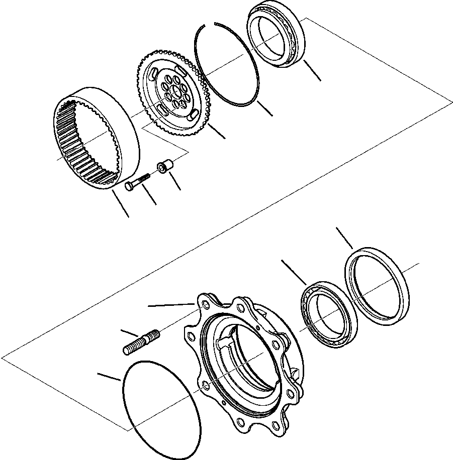 Komatsu parts book diagram for WB156-5 BACKHOE LOADER S/N A63001-UP: F3307-01A0 FRONT AXLE WHEEL HUB (8/9)