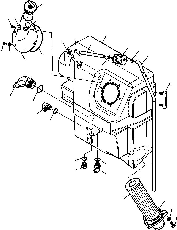 Komatsu parts book diagram for WB156-5 BACKHOE LOADER S/N A63001-UP: H6005-01A0 HYDRAULIC TANK S/N  A63001-A63103