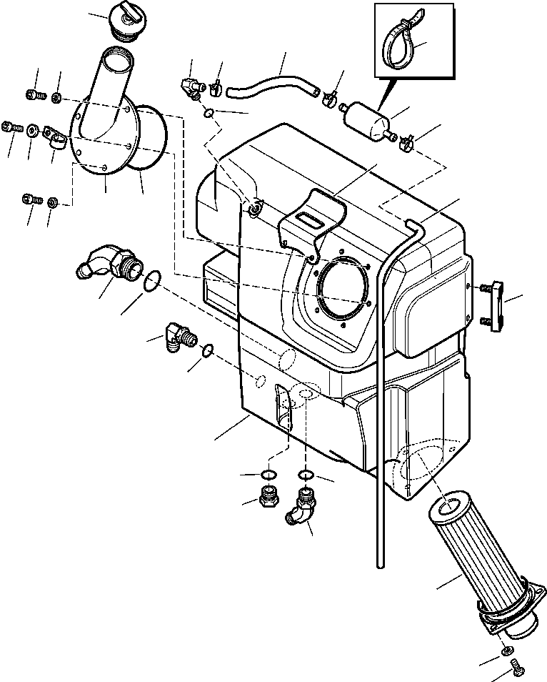 Komatsu parts book diagram for WB156-5 BACKHOE LOADER S/N A63001-UP: H6005-02A0 HYDRAULIC TANK S/N  A63104-